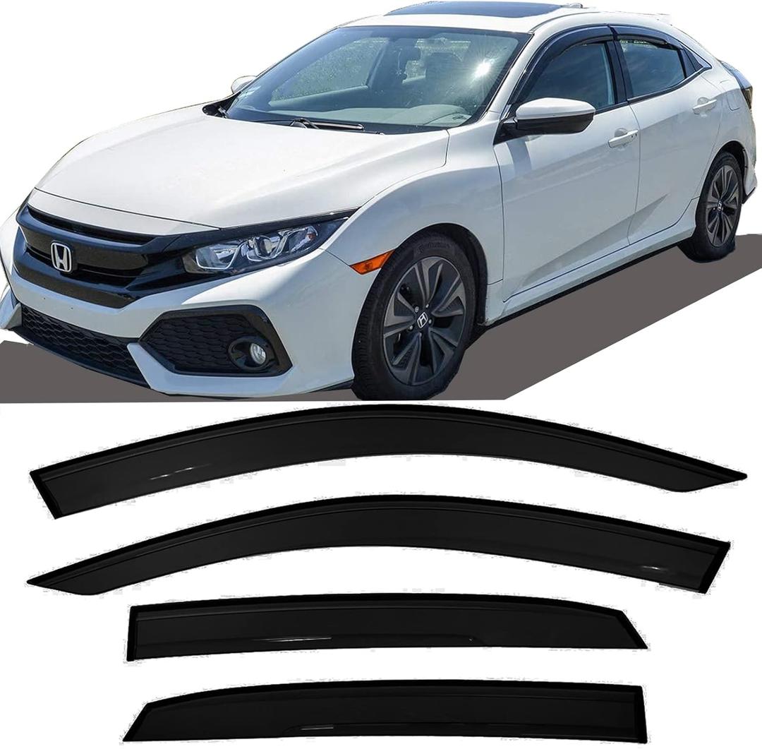 Tape-On Side Window Vent Visor Deflectors Rain Guards for 2016-2021 Honda Civic 4-Door Sedan