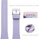 WFEAGL Leather Band for Fitbit Versa - Top Grain Leather Replacement Strap with Lilac Band and Rosegold Buckle