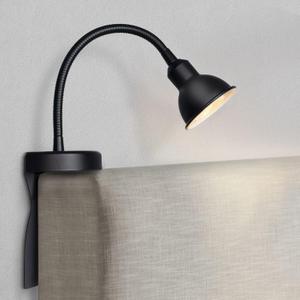 Solfres Patented Innovative Design Headboard Reading Light. No Drilling Golden Book Light for Bedtime Reading. Dimmable LED Book Reading Lamp with Bulb. Movable & Flexible, Black