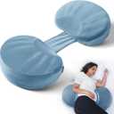 Pregnancy Pillow for Sleeping Memory Foam Maternity Pillow for Side Sleepers, Adjustable Travel Wedge Pillow Support for Back, Belly, and HIPS for Pregnant Women, Navy Blue