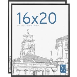 MCS Original Poster Frame 16x20 Black Lightweight Vertical & Horizontal Wall Hanging Large Picture Frame for Posters, Art Prints & Gallery Wall (2-Pack)