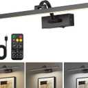 Wireless Picture Lights for Wall,23.5 Inch Black Art Light for Paintings,Battery Operated Picture Lights with Remote Control,Dimmable Rechargeable Art Lamps for Picture Frame,Gallery