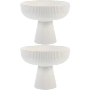 Amosfun 2pcs Ceramic Ice Cream Bowls Dessert Cups - Footed Sundae Pudding and Fruit Cups Valentines Party Holiday Decoration