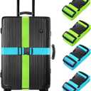 BILIONE 4 Pack Luggage Straps 79" Long Belts Keep Suitcase Secure While Traveling, TSA Approved Add a Bag Premium Accessory for Travel Bag Closure (2PCS Blue + 2PCS Green)