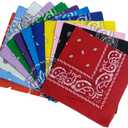 Funny Party Hats Paisley Bandanna Pack 48 Piece Set Assorted Colors Double Sided Print Bandannas 100% Cotton