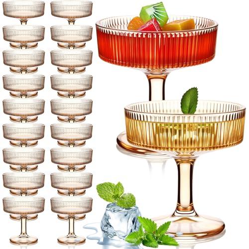 Teenyyou 20 Pcs Ribbed Vintage Coupe Glasses 7 oz Martini Glasses Champagne Coupe Classic Cocktail Glassware Reusable Ribbed Glassware for Cocktail Martini European Style (Champagne Pink) Teenyyou 20 Pcs Ribbed Vintage Coupe Glasses 7 oz Martini Glasses Champagne Coupe Classic Cocktail Glassware Reusable Ribbed Glassware for Cocktail Martini European Style (Champagne Pink)