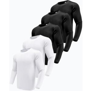 Men's  5 Pack Performance Long Sleeve T-Shirts, UPF 50+ Sun Protection Shirts, Athletic Gym Workout Shirts for Running(M)