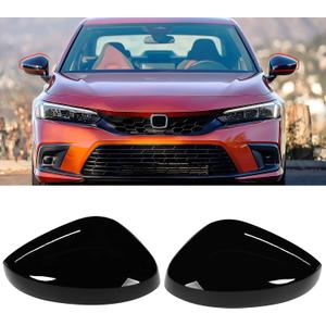 Moonlinks Compatible with Honda Civic 11th Gen 2022-2025 LX EX EX-L Si Sedan Sport Side Mirror Cover Replacement, Glossy Black Left Driver Right Passenger Side Clip-on Mirror Cap WITHOUT Turn Signal