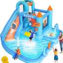 Inflatable Bounce House Water Slide for Kids, 138 x 121 x 82 Inch Bouncy Castle with Deep Pool, Rings, Climbing Wall, Splash Pool, Target Balls, Basketball Hoop, Blower Included