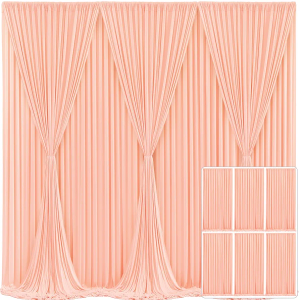 6 Panels Peach Backdrop Curtain for Parties Baby Shower Wrinkle Free Peach Photo Curtains Backdrop Drapes Fabric Decoration for Wedding Birthday Party 30ft(W) x 10ft(H)