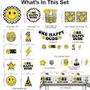 179pcs One Happy Dude Birthday Decorations Include One Happy Dude Plates and Napkins Set, Banner, Hanging, Tablecloth, Cupcake Topper, Balloon, for 1st Birthday Decorations Boy, Serves 25