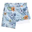 maamgic Mens Swim Trunks with Compression Liner 7 Inch Inseam Mens Bathing Suit Quick Dry Swimming Trunks Swimsuit Plant and Flower White Medium