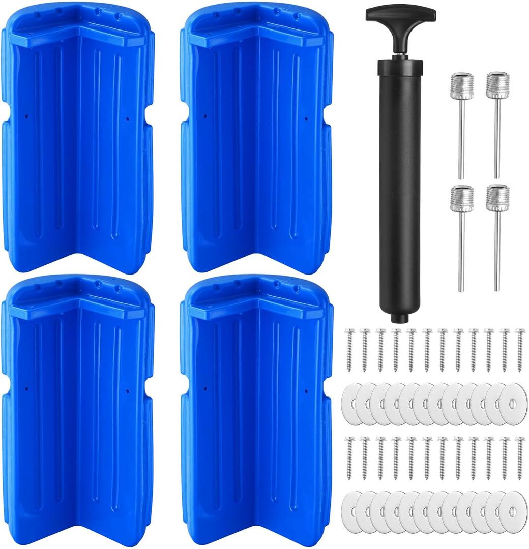 Timtin 4 Pack Dock Bumpers Dock Corner Bumper Fender Inflatable Marine Corner Protection UV Resistant PVC Stainless Steel Mounting Hardware with Pump 8" x 16" for Edge Straight Protect Boat