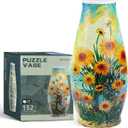 BELEEV 3D Puzzle Vase for Adults, 152 Pieces DIY Plastic Flower Vase, Compatible with Block Flowers, Unique Home & Office Decor, Housewarming and Birthday Gift for Flower Arrangements (Sunflower)