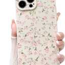 NITITOP Compatible with iPhone 13 Pro Max Case Cute Flower for Women Girls Floral Rose Design Vintage Shockproof Soft TPU Girly Slim Fashion Protective Phone Cover - Light Pink2