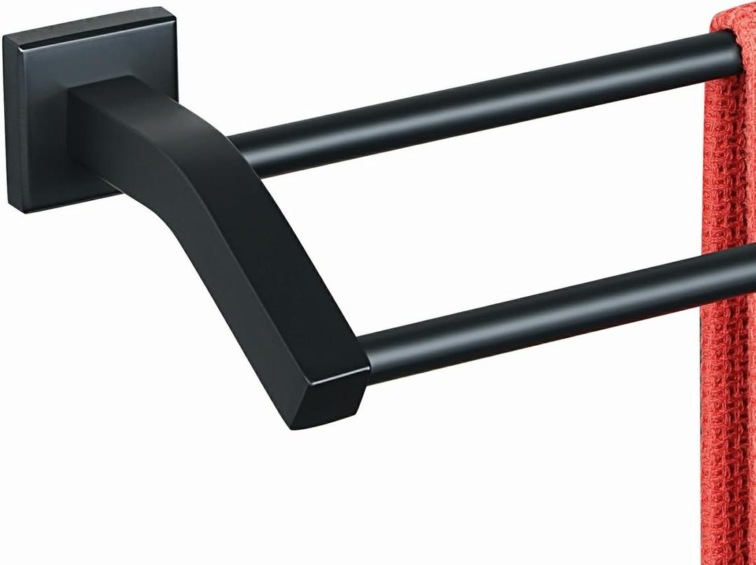 Alise Double Bath Towel Bars Towel Racks for Bathroom,Wall Mount Towel Holder Heavy Duty SUS304 Stainless Steel Towel Hanger Rail,Matte Black,28-Inch