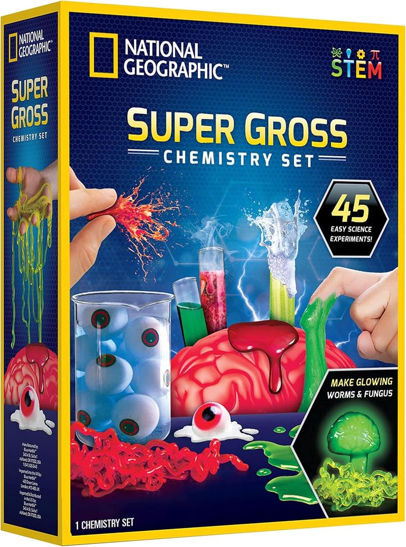 National Geographic Gross Science Kit - 45 Gross Science Experiments- Dissect a Brain, Make Slime, Creepy STEM Project for Boys and Girls, Birthday Gifts for Kids 8-12