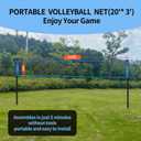 Portable Outdoor Volleyball Net Set for Backyard Beach with Adjustable Poles, Soft PU Volleyball & Pump, Carry Bag and Durable Anti-Sagging Net
