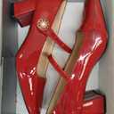 NEWBELLA Women's Patent Leather Mary Janes - Glossy Square Toe Pumps with Chunky Heel & Buckle Strap, Retro Dress Shoes for Work & Formal Events