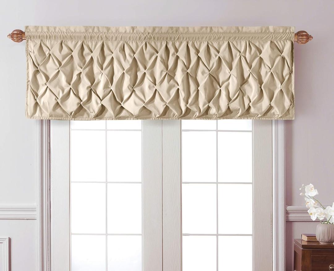 VCNY Home - Valance, Pintuck Curtain with Rod Pocket Top, Modern Home Dcor (Carmen Taupe, 60" x 20")