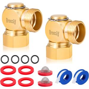 Garden Hose Swivel elbow Connector 90 Degree Solid Brass Pipe Fittings,Brass Replacement Part Swivel,Hose Kink Protector2pcs
