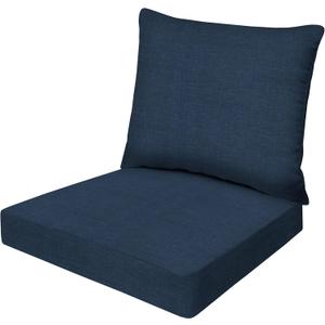 Honeycomb Essentials Outdoor Pillow Back Chair Cushion, 19 x 19, Hampton Texture Navy Patio Cushion