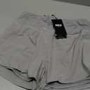 MIER Women's 2 in 1 Running Shorts Athletic High Waisted Workout Tennis Gym Shorts with Liner Zipper Pocket 3" (Light Grey, Small)