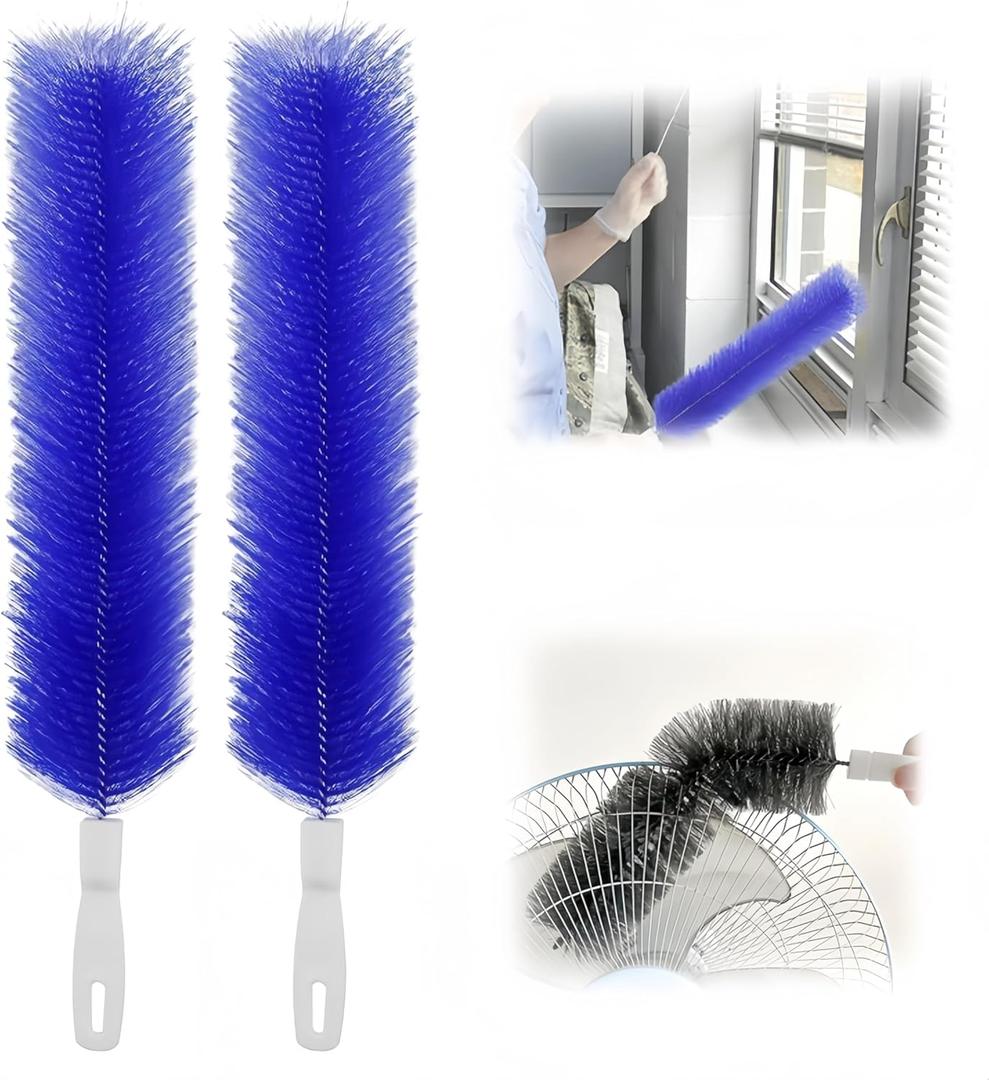 Bendable Microfiber Head, 2026 Upgraded Fan Cleaner Brush Reusable Dust Remover Washable ldeal for Electric Fans Air Conditioning, Home Car Vents, Curtain (Blue 2 Pcs)