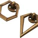 Vintage Hexagonal Cabinet Handles, Antique Bronze Zinc Alloy Drawer Pulls, 4 Piece Set, Geometric Door Knobs with Mounting Hardware