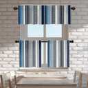 Batmerry Boho Ethnic Tribal Art Kitchen Valances Half Window Curtain, Navy Blue Geometric Ikat Tribal Print Pattern Kitchen Valances for Windows Valance for Decor Reducing The Light 52x18 Inch