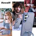 HuwaiH Magnetic Stand for Samsung Galaxy S24 Case, Military-Grade Protection, Anti-Fingerprint Anti-Scratch Translucent Matte Phone case for Samsung Galaxy S24(Light Blue)