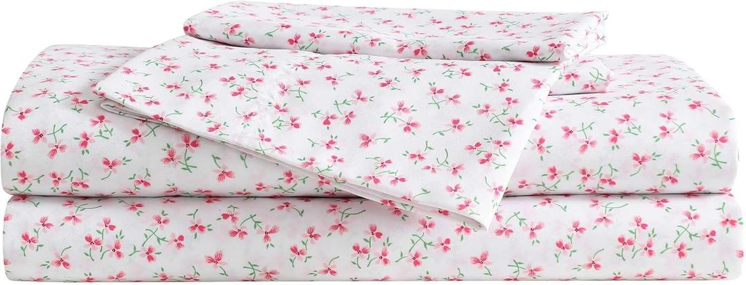 Betsey Johnson - Full Bed Sheets, Super Soft & Lightweight Bedding with Matching Pillowcases, Fade & Wrinkle Resistant (Ballet Floral Pink, Full)