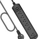 6 Outlet Long Power Strip, Powerstrip for Home Office Garage Workshop