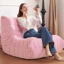 Bean Bag Chair Big Sofa Beanbag Chair for Adults Fireside Chair Bean Bag Lounger with Memory Foam Filled for Home,Apartment or Gaming Venue(Pink Teddy), Single