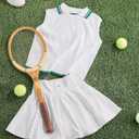 SANTINY Pleated Tennis Skirts for Women with Pockets Women's High Waisted Running Workout Athletic Golf Skorts Skirts (White, XXL)