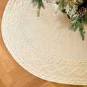 36 Inch White Knitted Christmas Tree Skirt: Small Thick Cable Knit Round Cream Tree Skirt for 4-6FT Tree Rustic Neutral Farmhouse Christmas Tree Decorations Tree Base Cover
