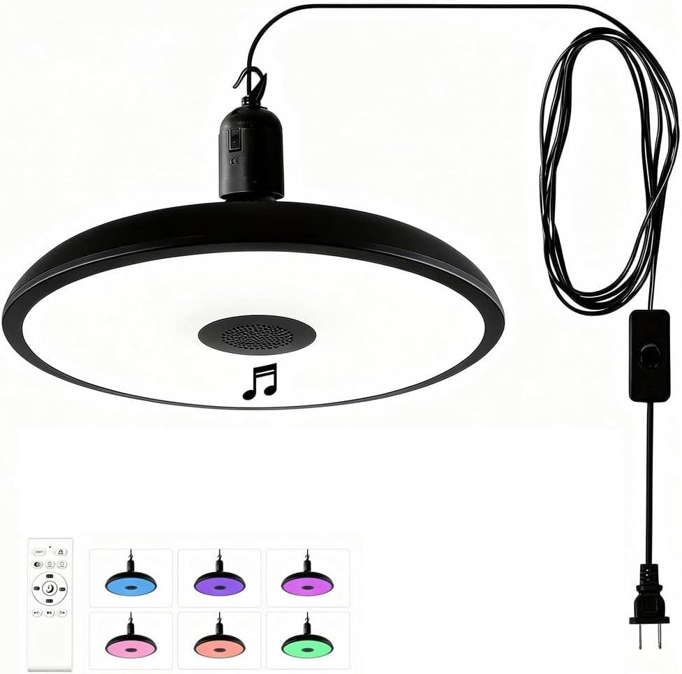 HOREVO Plug in Pendant Light Hanging Lamp Fixture for Kitchen Island 18W Farmhouse Adjustable Pendant Lighting with Color Change for Kitchen, Bar, Dining Room, Bedroom, Living Room, Entryway, Garage (Upgrade-Black-12inch)