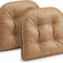 Klear Vu Omega Non-Slip Chair Cushions, Assembled in USA, U-Shaped Skid-Proof Seat Pads for Dining, Kitchen, Office, 15"x16", 2 Pack, Taupe