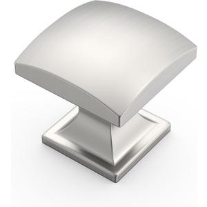 Amerdeco 10 Pack 1-1/3 Inch Brushed Satin Nickel Cabinet Knobs and Pulls - Single Hole Round Drawer Knobs for Bathroom Cabinets K0014