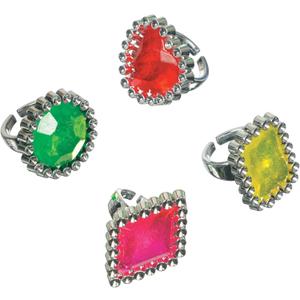 Assorted Colors Plastic Jewel Ring - 1"x1" (16 Count) | Perfect Novelty Accessories for Kids, Party Favors & Fashion-Forward Fun