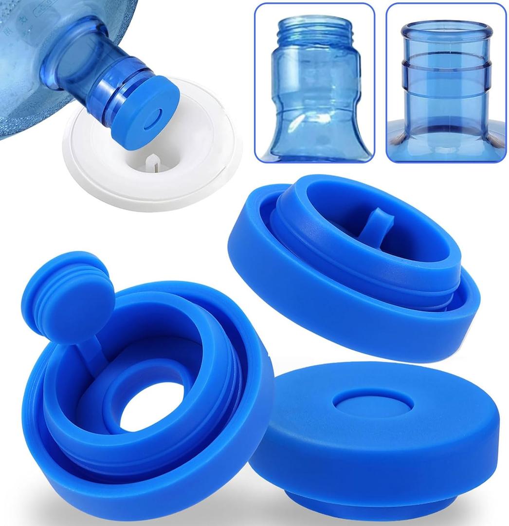 3 and 5 Gallon Water Jug Cap ReusableFood Grade Silicone Replacement Gallon Caps for 55mm Bottle and Water DispensersNon-Spill 5 Gal Water Jug Cap Replacement Cover, 3 Pack