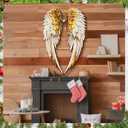 2 x 1 Pcs Christmas Angel Wing Door Sign Wooden Angel Wing Hanging Signs Christmas Winter Decorative in Memory Porch Decor for Wall Plaque for Xmas Home Wall Window Decor