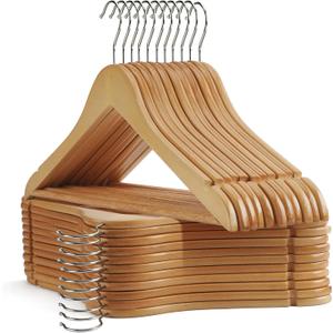 Wooden Hangers - 30 Pack - Clothes Hanger for Daily Used,Smooth Finish Wood Hanger with Precisely Cut Notches,Coat Hangers, Heavy Duty Hanger for Shirt Suit Dress (Natural)