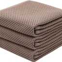 Mia'sDream Cotton Dish Towels for Kitchen, Kitchen Towels, Hand Face Head Towel Waffle Weave, Soft and Absorbent Bath Guest Gym Towel Washcloths, 13inch x 28inch 3 Pack (Brown)