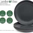 Larder & Vine 12-Piece Melamine Dinnerware Set: Durable, Lightweight, Break-Resistant Plates & Bowls Stylish, Non-Toxic, Dishwasher Safe Ideal for Everyday Use, Indoor & Outdoor Dining Black