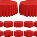 12 Pack Round Tablecloth Red Tablecloths 90 Inch,Circle Polyester Table Cloth,Washable Fabric Stain and Wrinkle Resistant Premium Round Table Cover for Wedding Parties Banquet Reception Dining