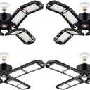 4 Pack LED Garage Light, Super Bright Screw in E26/E27 Ceiling Shop Work Lamp, 200W 20000 Lumen Deformable Basement Bulb Fixture with 8 Adjustable Panels