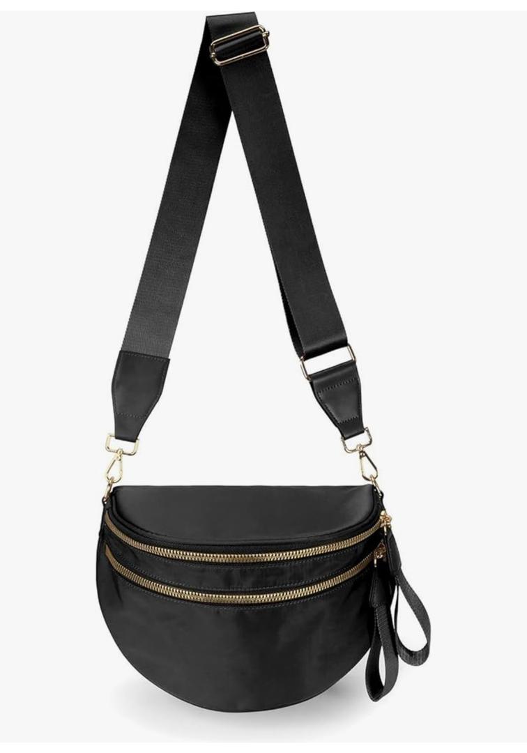 Pure Colour Crossbody Bag Bum Bag for Women, Spacious Purse Fanny Packs Belt Bag, Oversized Bum Bag (Colour Bum Bag-Black)