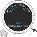 SPORTYOUTH Trampoline Replacement Mat, Fits 12ft 14ft 15ft Round Trampolines Frame with 72/88/96 V-Rings Using 5.5/6.5/7 in Springs, Water-Resistant, UV Resistant, Good Jumping Bounce