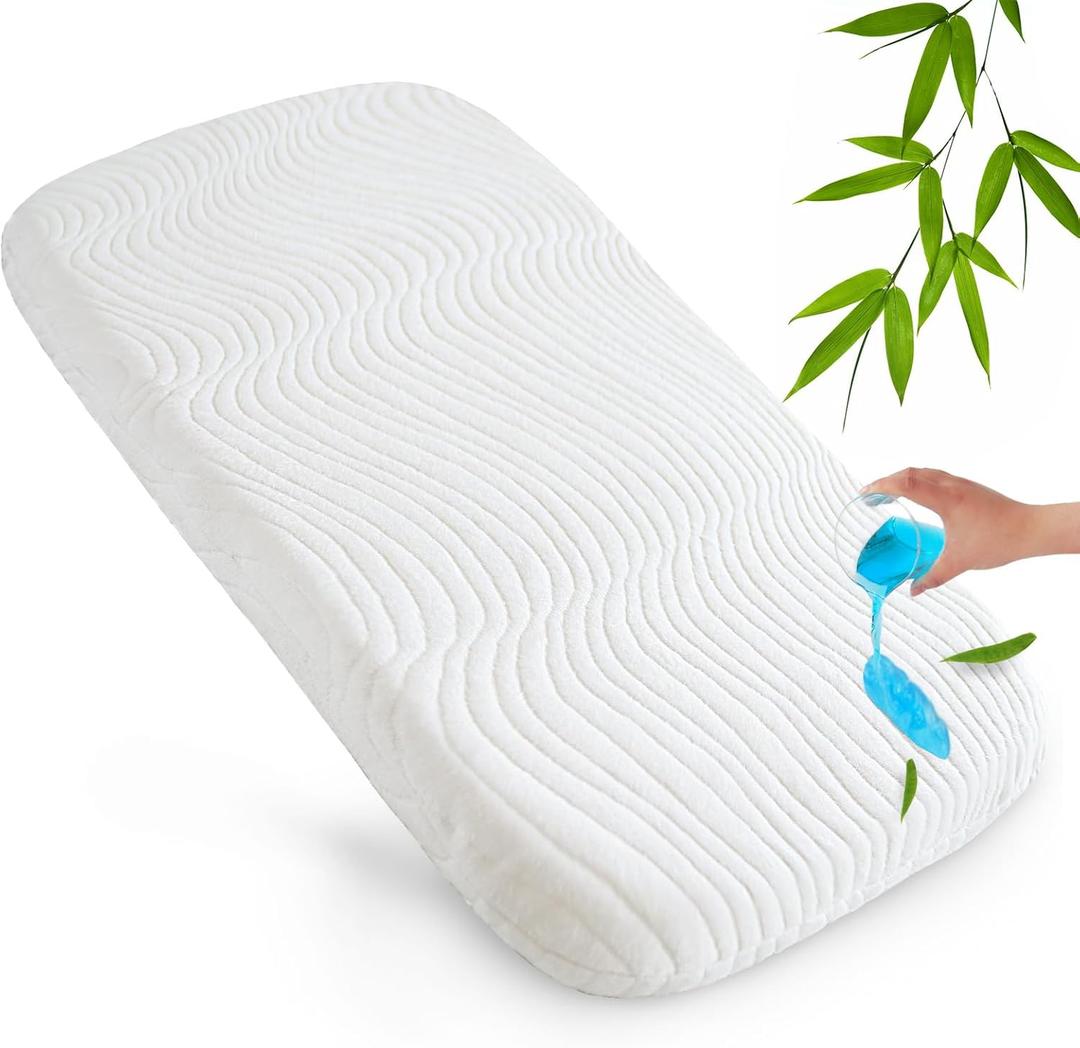Travel Crib Mattress Pad 42" X 24"Compatible with Baby Bjorn, Guava Lotus and Dream on Me Travel Crib Light Playard, Waterproof Replacement Bassinet Mattress with Removable & Washable Mattress Cover